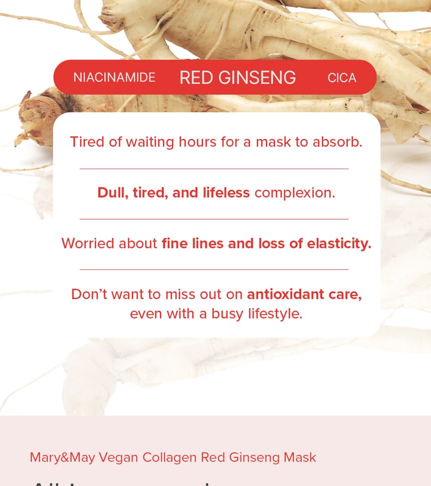 MARY & MAY VEGAN COLLAGEN RED GINSENG MASK