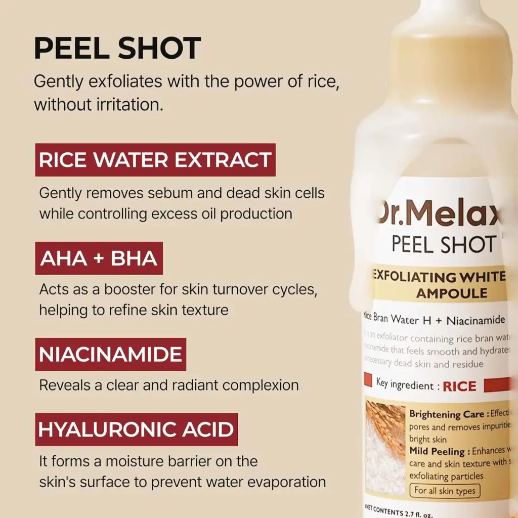 DR.MELAXIN PEEL SHOT EXFOLIATING WHITE RICE AMPOULE 80 ML 