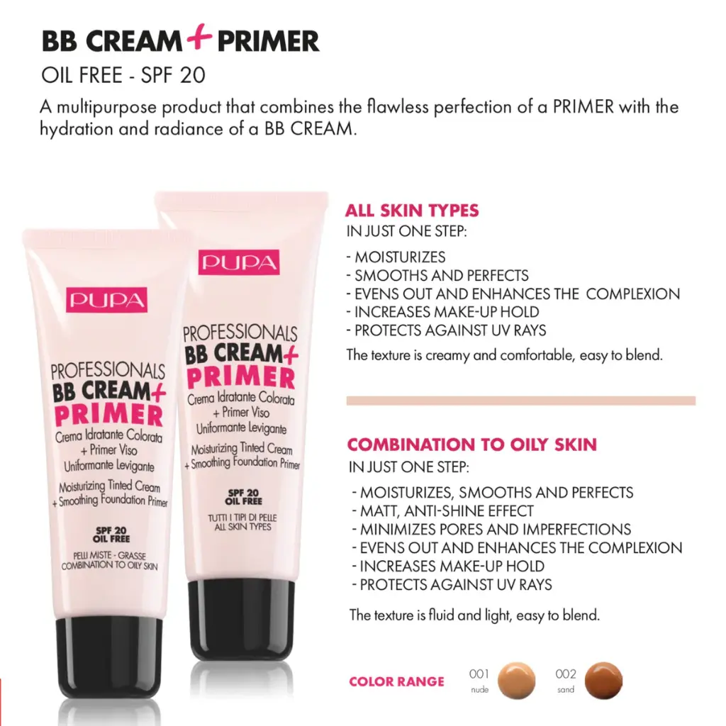 PUPA PROFESSIONALS BB CREAM + PRIMER FOR OILY SKIN