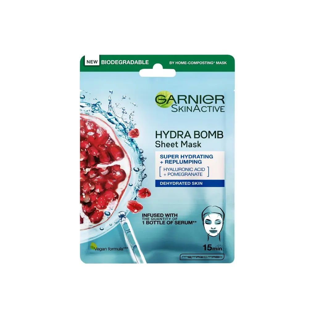GARNIER HYDRABOMB FACETISSUE MASK POMEGRENATE 