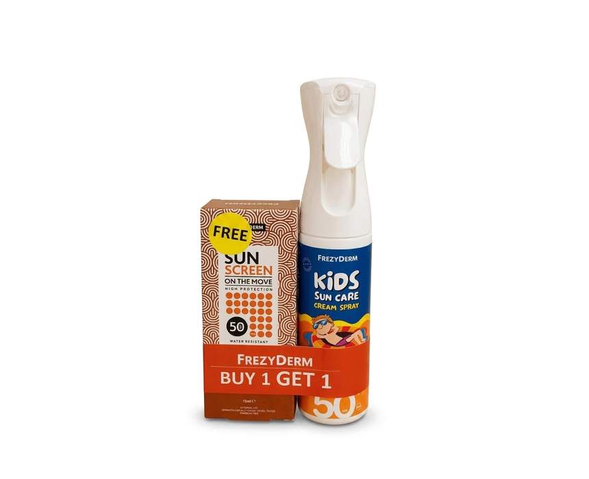 FREZYDERM KIDS SUNCARE CREAMY SPRAY 275ML + ON THE MOVE SUNSCREEN