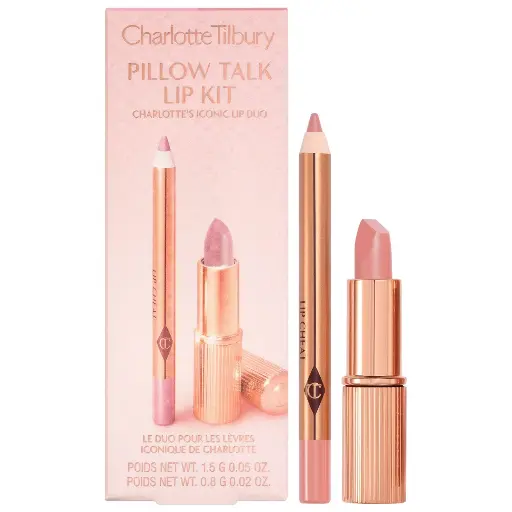 CHARLOTTE TILBURRY PILLOW TALK LIP KIT - LIPSTICK & LINER SET (PILLOW TALK FAIR-COOL PINK NUDE)